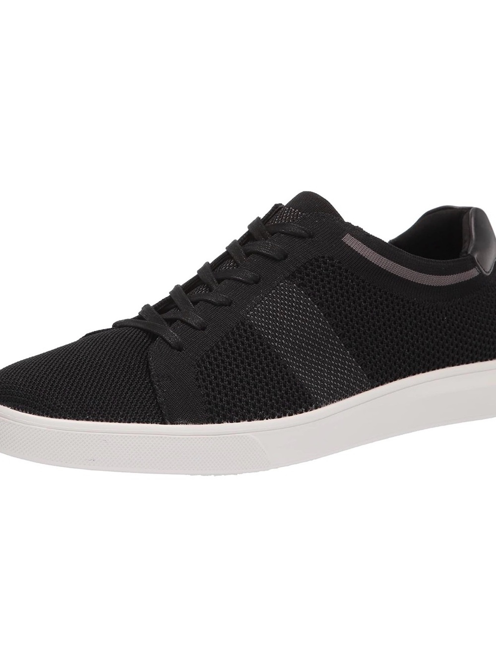 Steve Madden Men's Black Knit Lace-Up Sneakers with White Sole and Gray Stripe